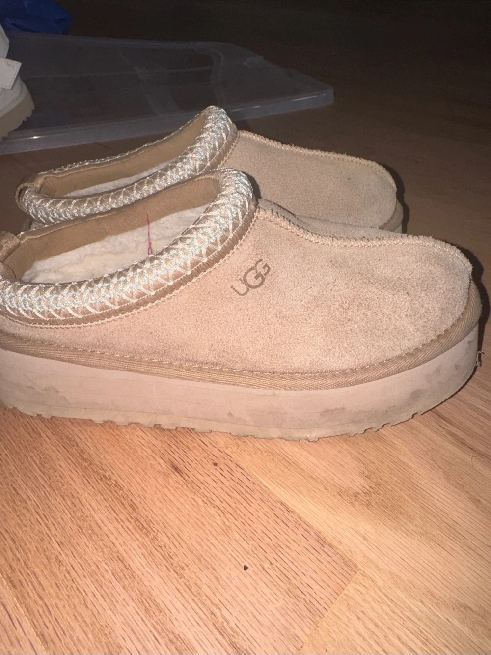 UGG Tan Suede Shearling-Lined Platform Clog